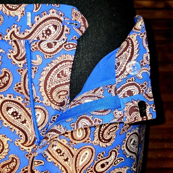 12P, Banana Republic Avery pants featuring a blue paisley print. - Picture 5 of 12
